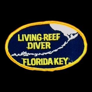 Vintage Florida Keys Living Reef Diver Souvenir Patch Embroidered Scuba Diving